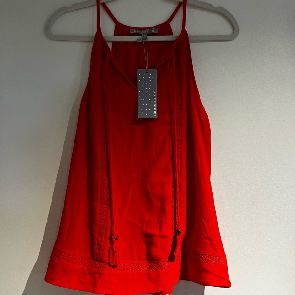 Lace Trim Tie Neck Halter Too